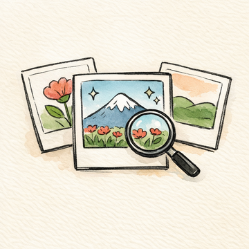 Illustration of sharp participant photo cards